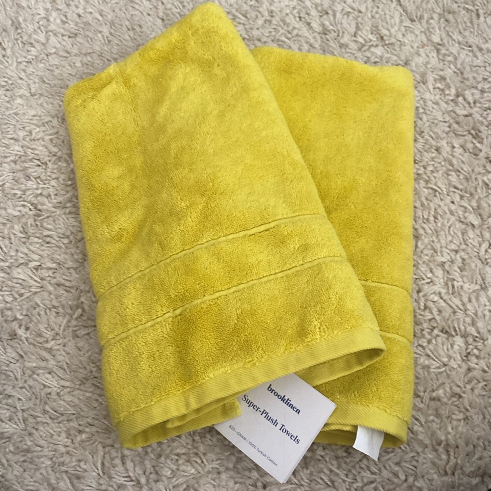 NWT Brooklinen Super Plush Ochre Hand Towels Turkish Cotton - Set of 2